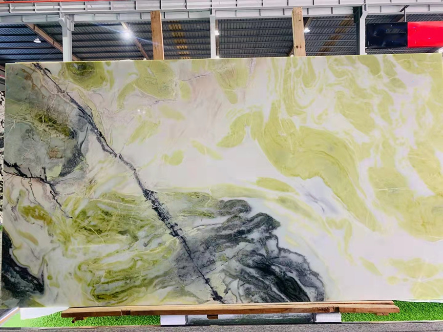 Green Marble Abstract Ink Slabs