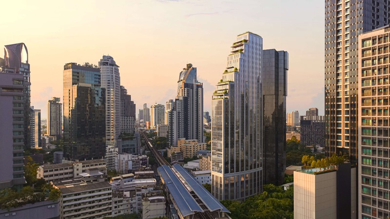 Proyecto de pared externa del alcance de la Torre de Thonglor en BKK - Piedina de piedra caliza Silver Sky